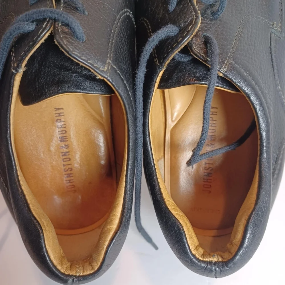 207222 MS50 SHULER MENS SHOE 8.5 W BLACK LEATHER LACE‎ UP BY JOHNSTON & MURPHY